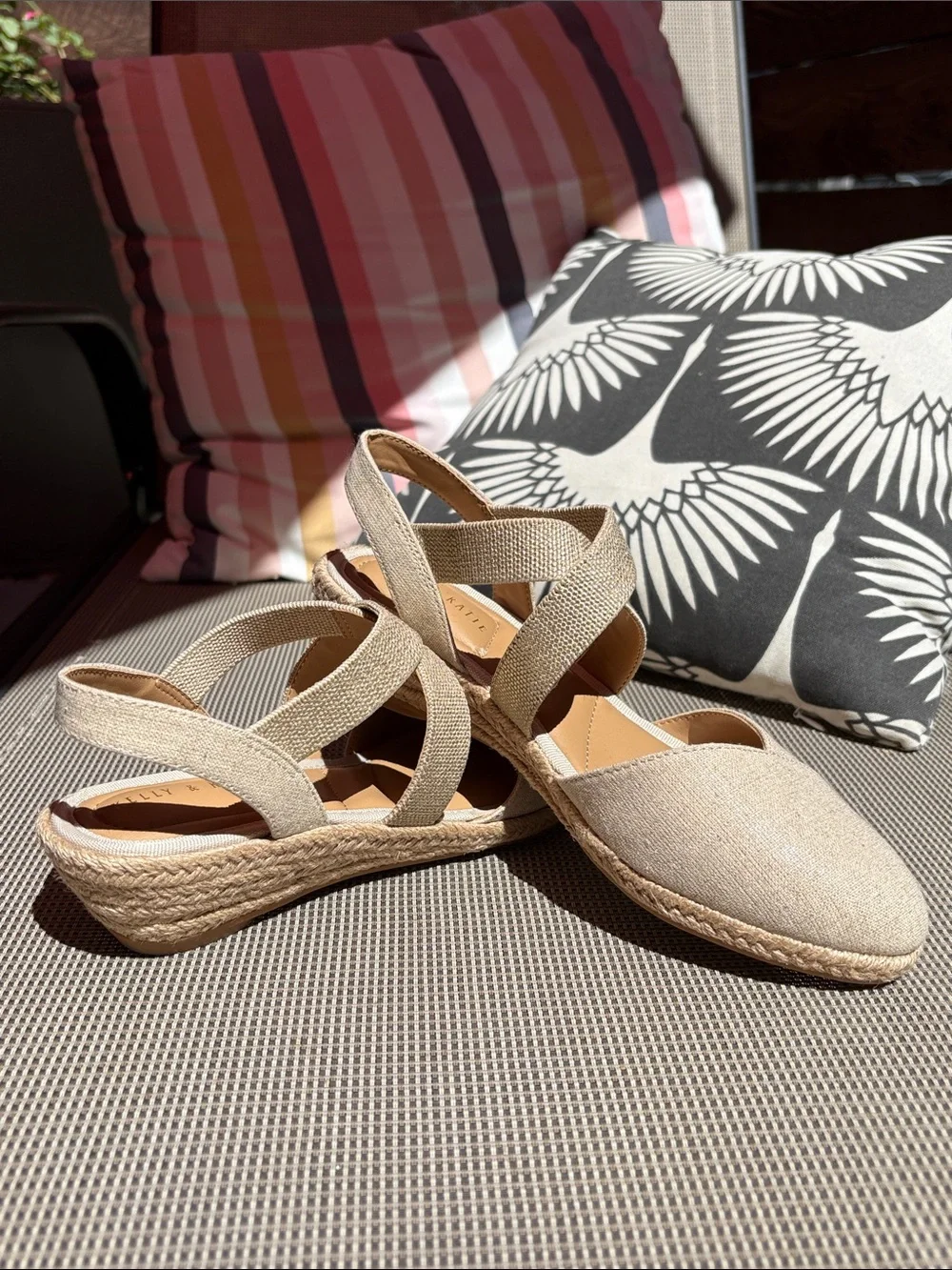 Kelly & Katie Shimmery Gold Mary Jane Wedge with Cross Strap